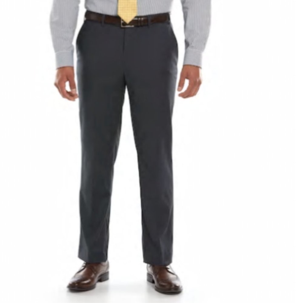 Men's Lazetti Slim-Fit Gray Flat-Front Suit Pants Size: 30x32